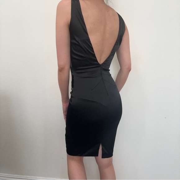 D&G Dolce & Gabbana Satin Black Backless Midi Dress - Picture 2 of 7